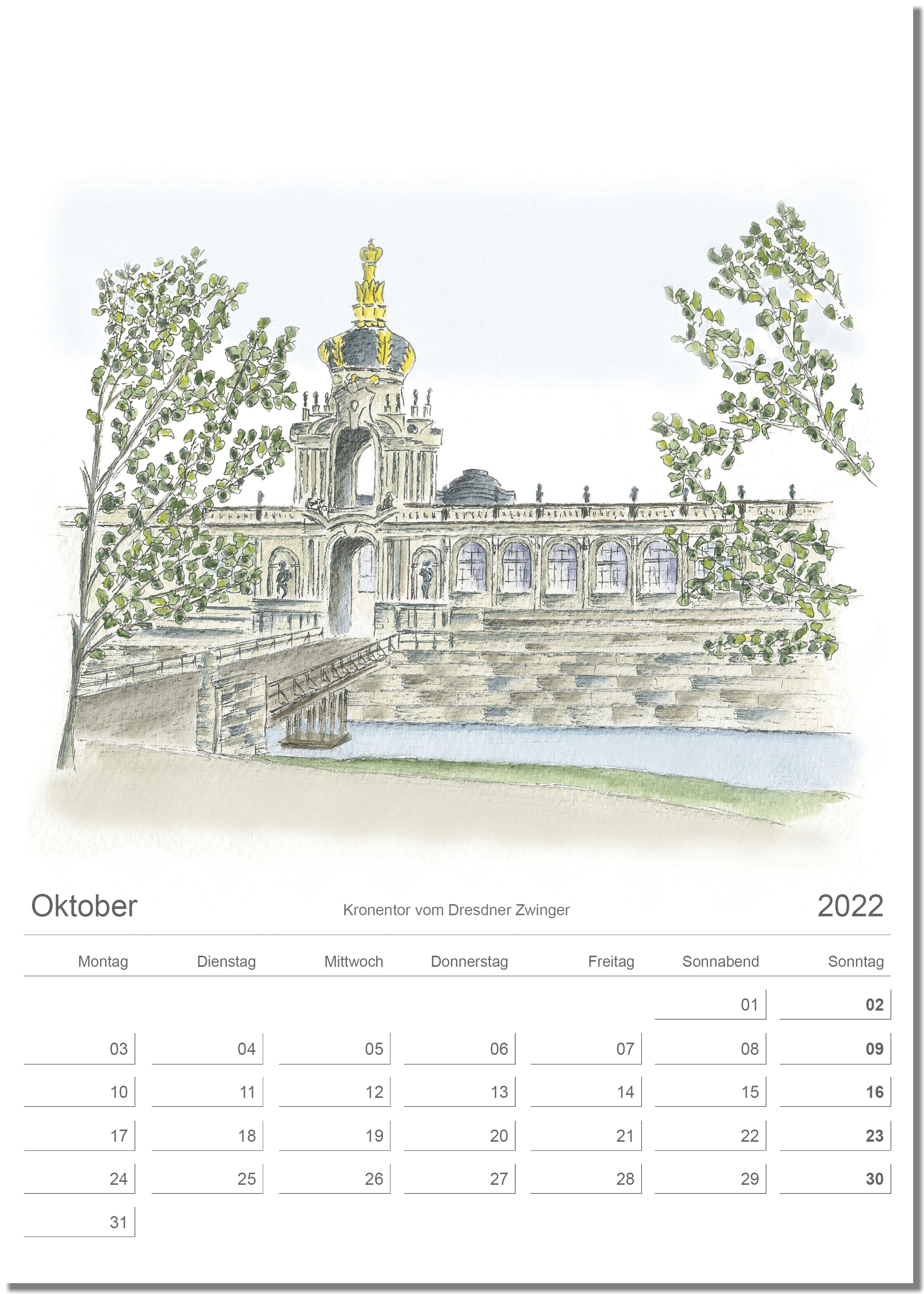 Kalender Dresden Oktober 2022